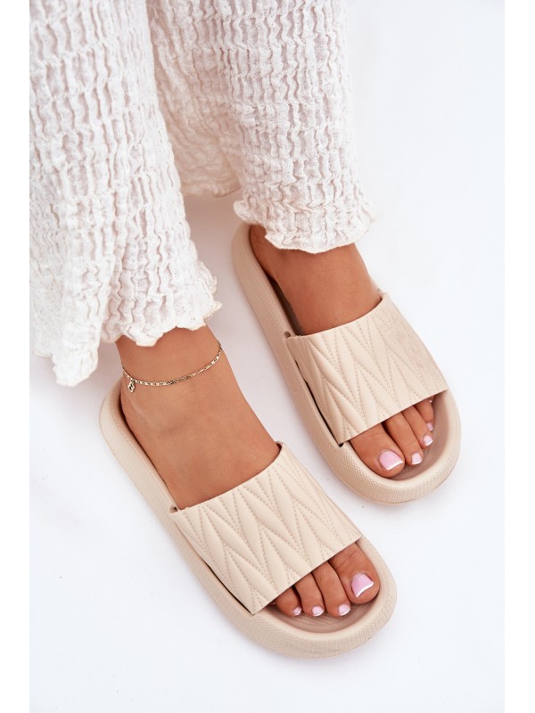 Women's Foam Slippers On Platform Beige Vanesha