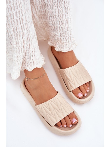 Women's Foam Slippers On Platform Beige Vanesha