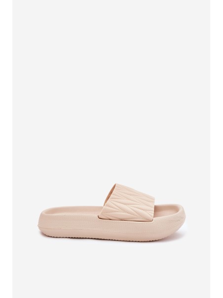 Women's Foam Slippers On Platform Beige Vanesha