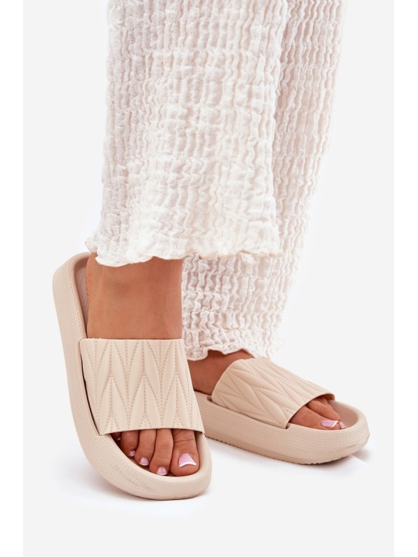 Women's Foam Slippers On Platform Beige Vanesha