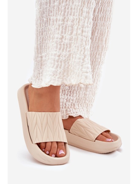 Women's Foam Slippers On Platform Beige Vanesha
