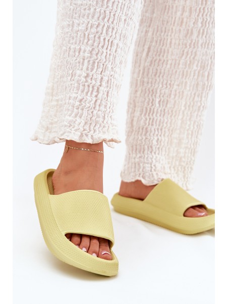 Women's Lightweight Foam Slippers On Thick Sole Lime Querceria