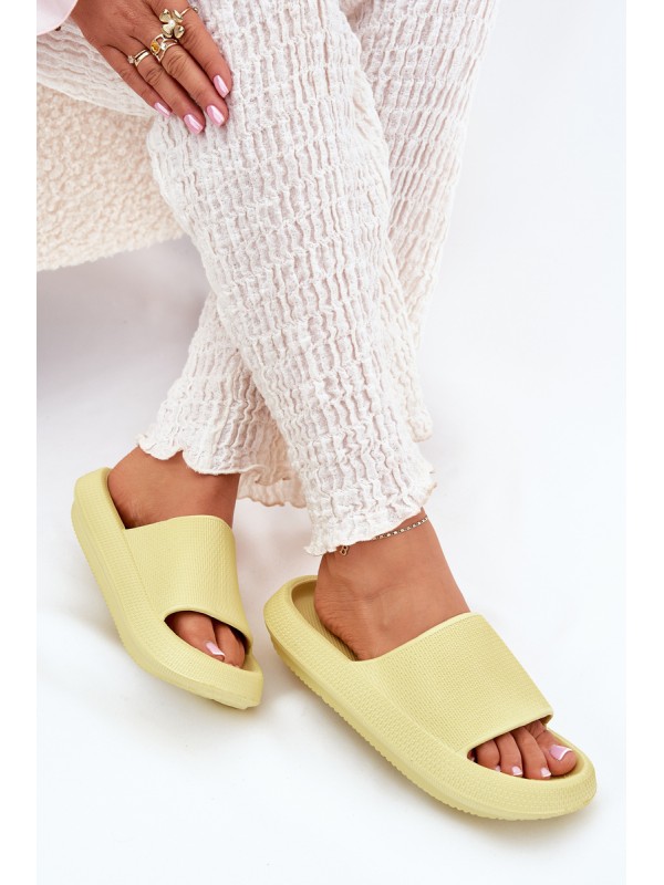 Women's Lightweight Foam Slippers On Thick Sole Lime Querceria
