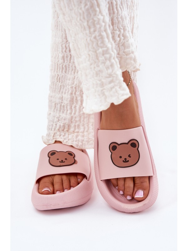 Women's Foam Slippers With Bear Pink Lalon