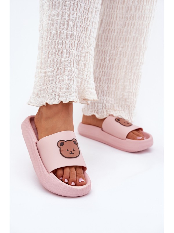 Women's Foam Slippers With Bear Pink Lalon 2