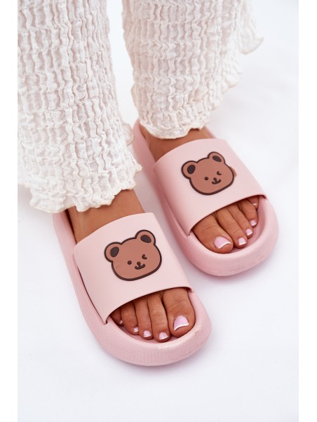Women's Foam Slippers With Bear Pink Lalon