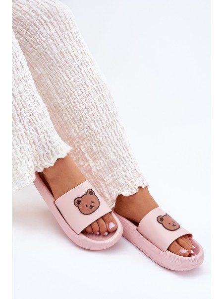 Women's Foam Slippers With Bear Pink Lalon