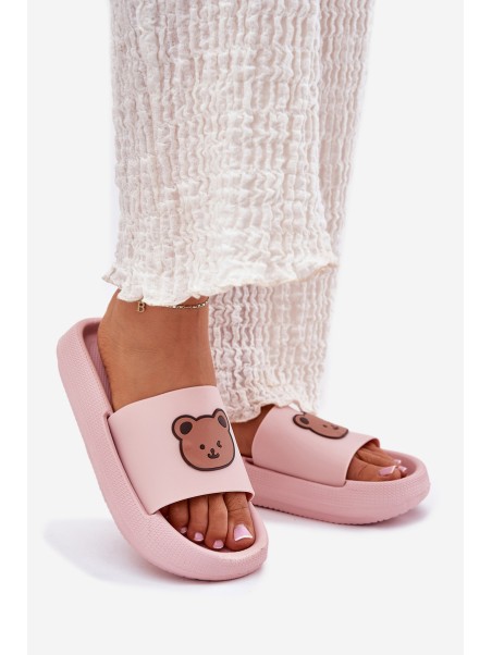 Women's Foam Slippers With Bear Pink Lalon
