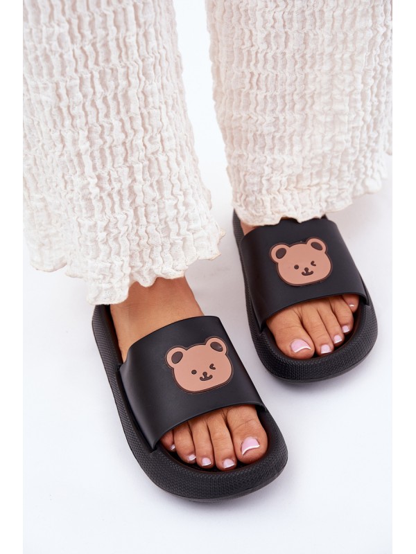 Women's Foam Slippers With Bear Black Lalon 2
