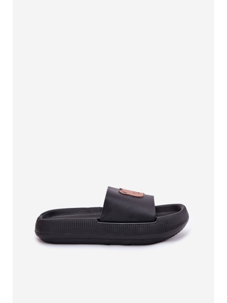 Women's Foam Slippers With Bear Black Lalon
