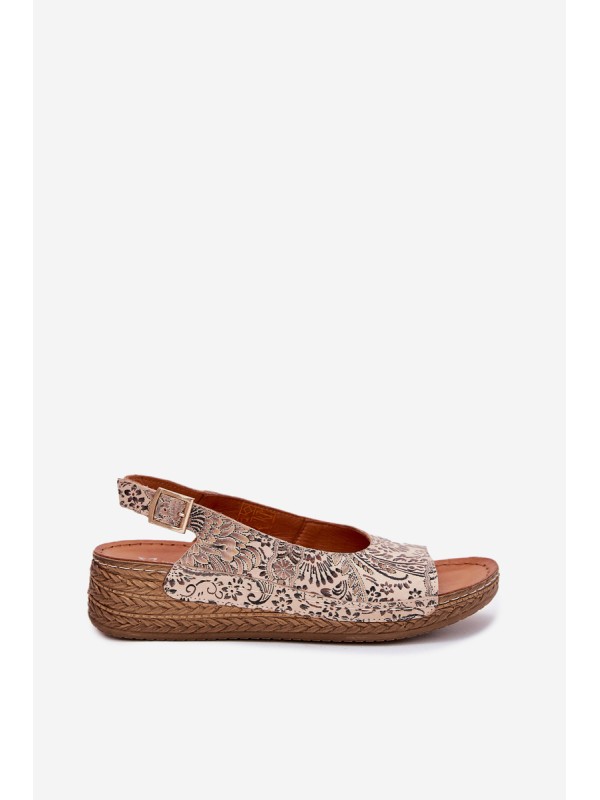 Leather Women's Wedge Sandals Maciejka L7069-04 Beige