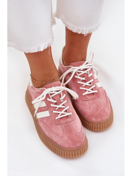 Suede Women's Sneakers On Platform Pink Marisae