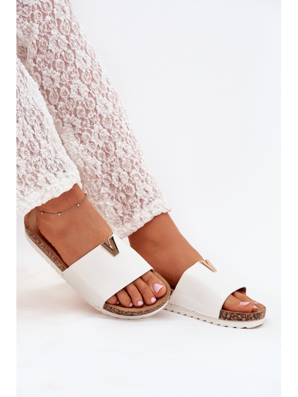 Women's sandals on cork platform with decorative detail white Vessira