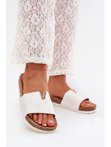 Women's sandals on cork platform with decorative detail white Vessira