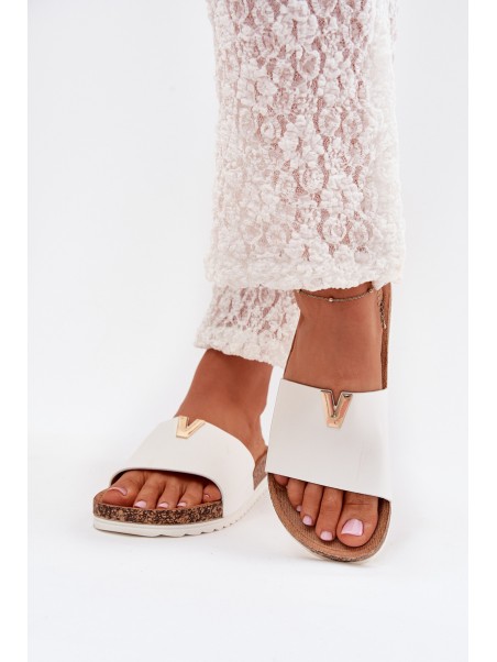 Women's sandals on cork platform with decorative detail white Vessira