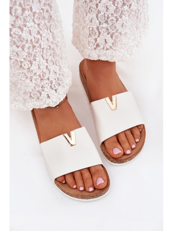 Women's sandals on cork platform with decorative detail white Vessira