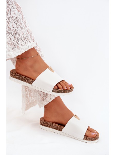 Women's sandals on cork platform with decorative detail white Vessira