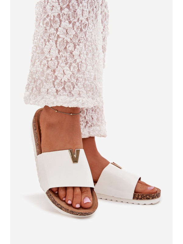 Women's sandals on cork platform with decorative detail white Vessira