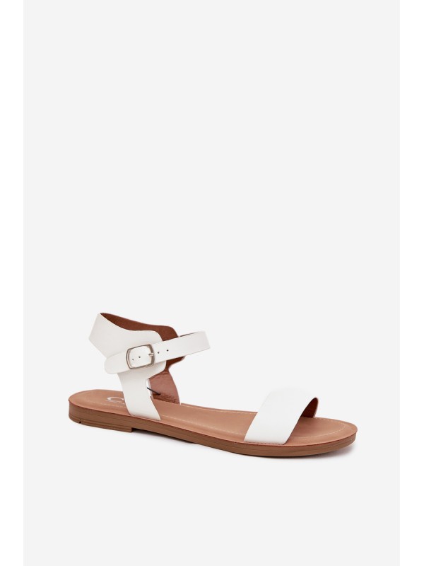 Women's sandals on flat heel eco leather white Kivara