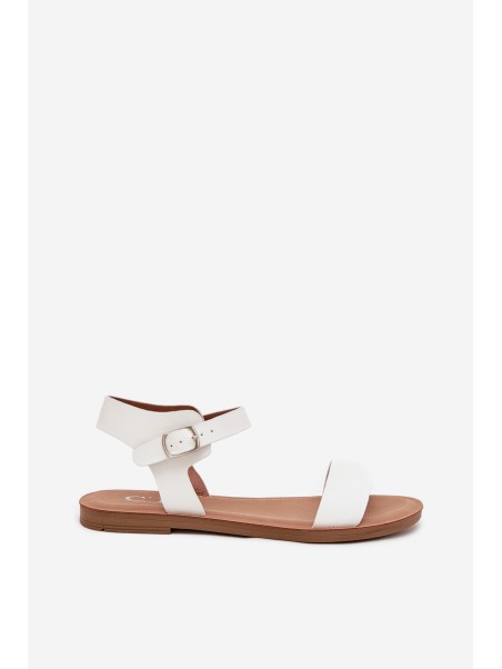 Women's sandals on flat heel eco leather white Kivara