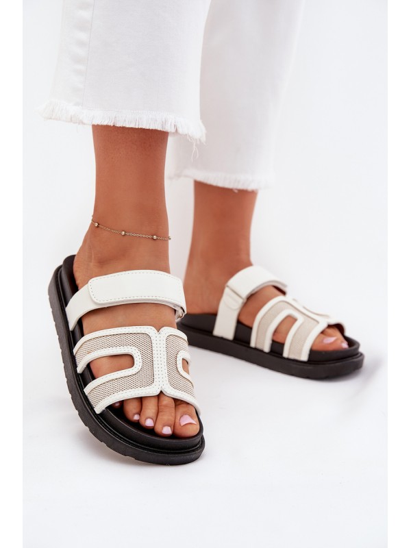 Women's Platform Slippers With Velcro White Kovira 2
