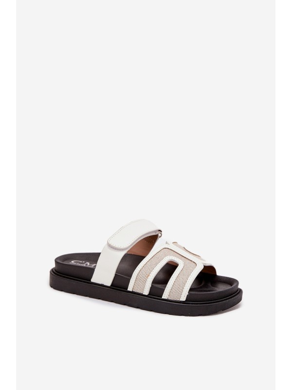Women's Platform Slippers With Velcro White Kovira