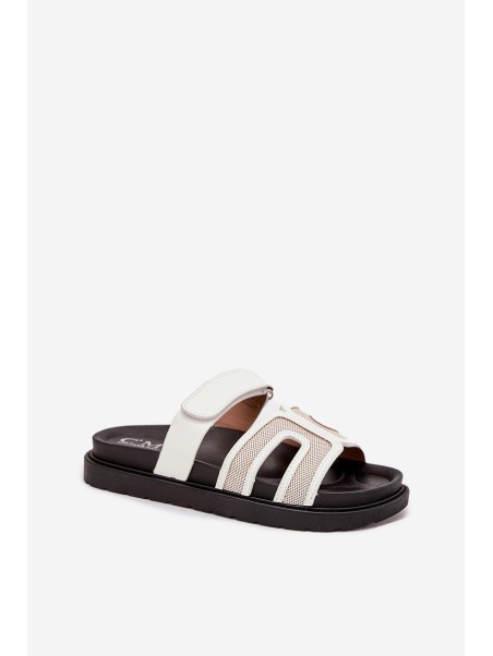 Women's Platform Slippers With Velcro White Kovira