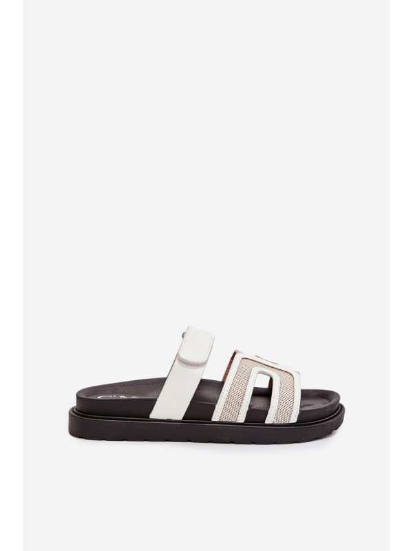 Women's Platform Slippers With Velcro White Kovira