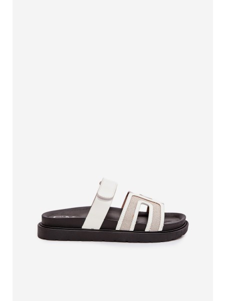 Women's Platform Slippers With Velcro White Kovira