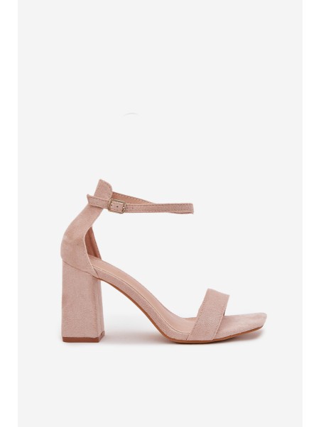Womens sandals on heel made of eco suede beige Elirae