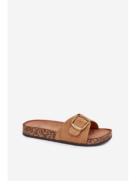 Women's Sandals With Buckle On Cork Platform Camel Zavira