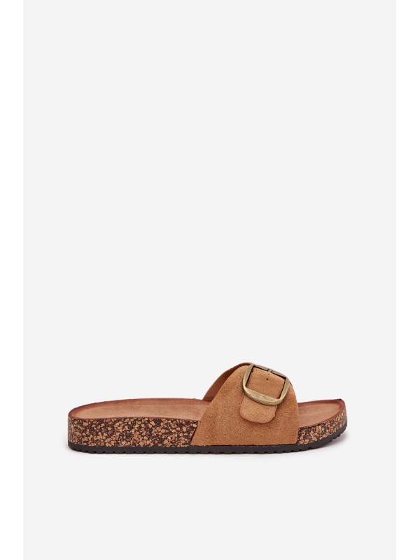 Women's Sandals With Buckle On Cork Platform Camel Zavira