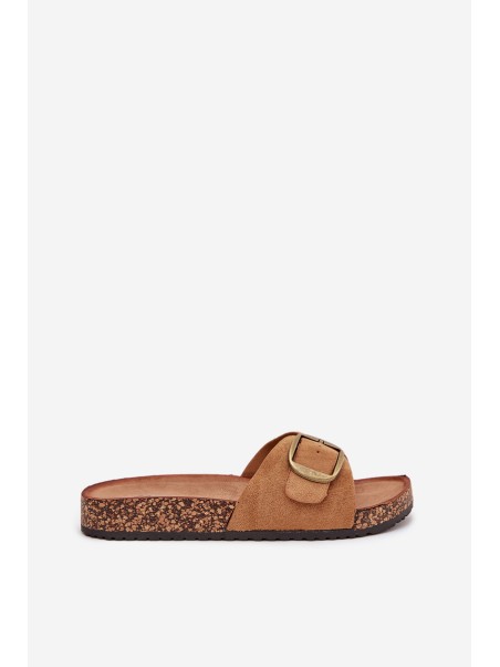 Women's Sandals With Buckle On Cork Platform Camel Zavira