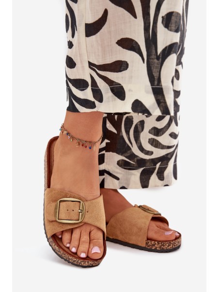 Women's Sandals With Buckle On Cork Platform Camel Zavira