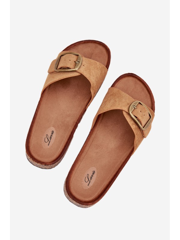 Women's Sandals With Buckle On Cork Platform Camel Zavira