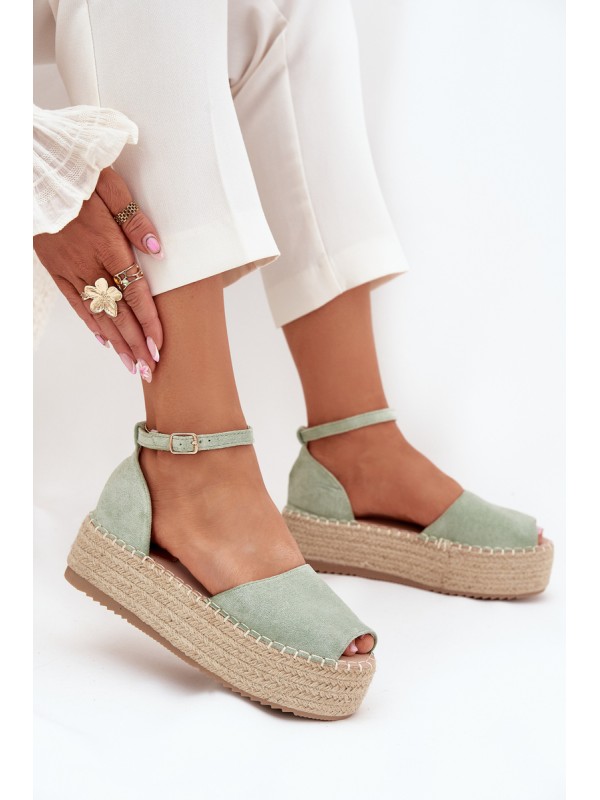 Women's platform espadrilles with weaving mint Selise