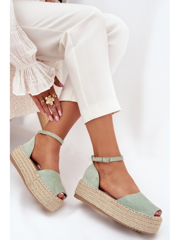 Women's platform espadrilles with weaving mint Selise
