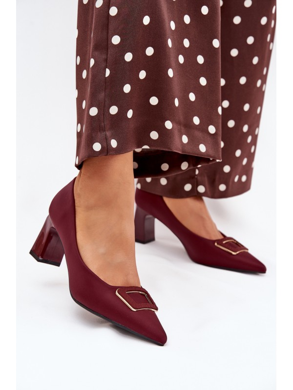 Heels With Decorative Buckle Burgundy Seriva 2
