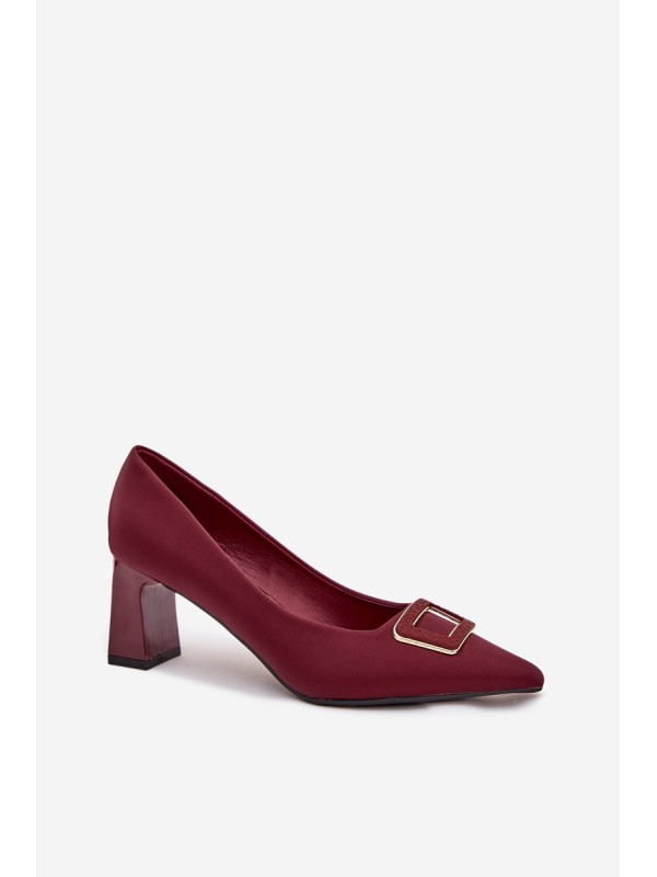 Heels With Decorative Buckle Burgundy Seriva