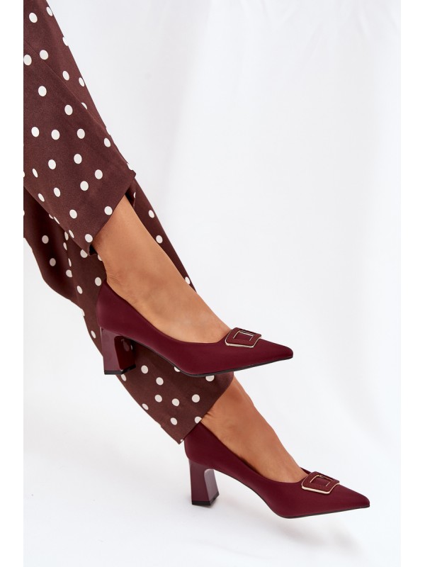 Heels With Decorative Buckle Burgundy Seriva