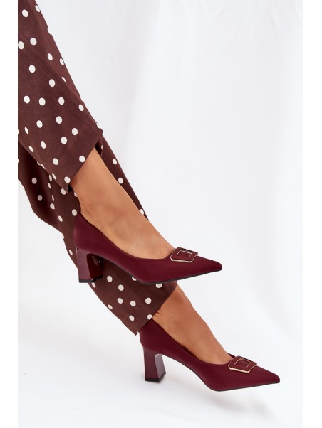 Heels With Decorative Buckle Burgundy Seriva