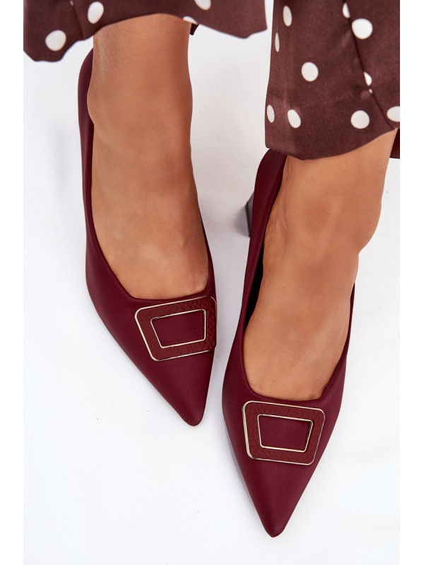 Heels With Decorative Buckle Burgundy Seriva
