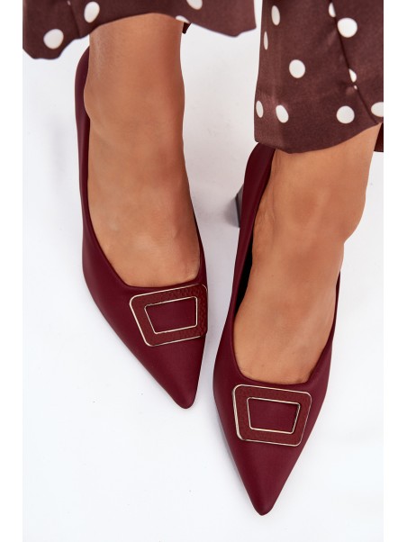 Heels With Decorative Buckle Burgundy Seriva