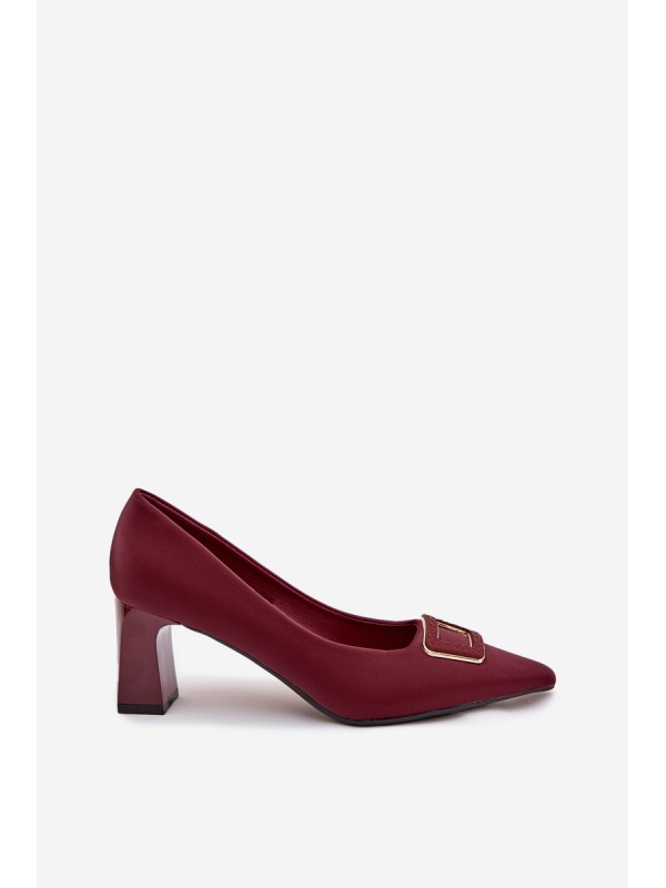 Heels With Decorative Buckle Burgundy Seriva