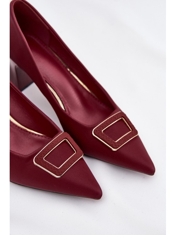 Heels With Decorative Buckle Burgundy Seriva