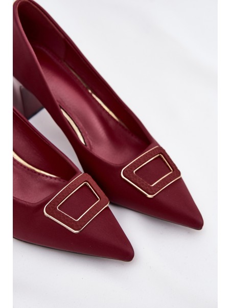 Heels With Decorative Buckle Burgundy Seriva
