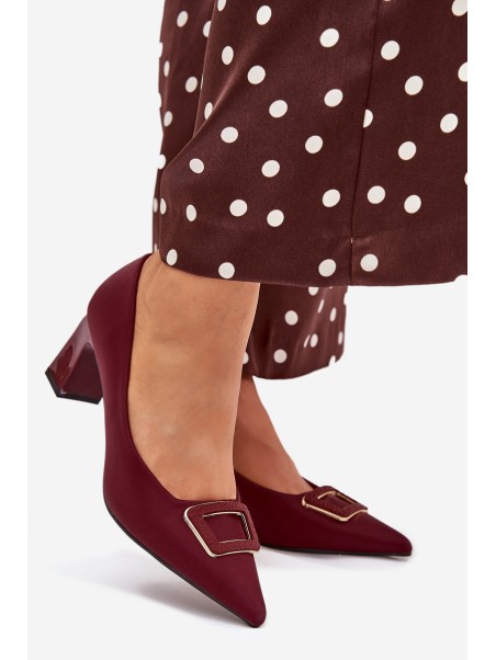Heels With Decorative Buckle Burgundy Seriva