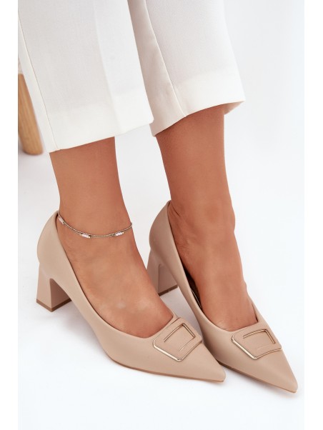 Heels With Decorative Buckle Nude Seriva