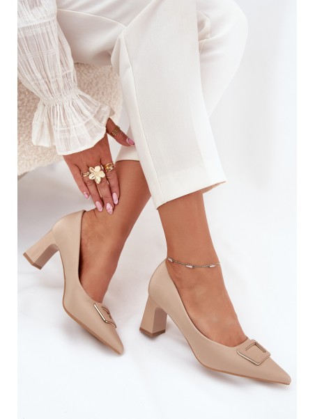 Heels With Decorative Buckle Nude Seriva