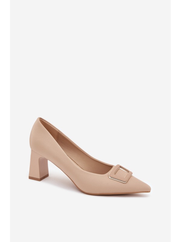 Heels With Decorative Buckle Nude Seriva